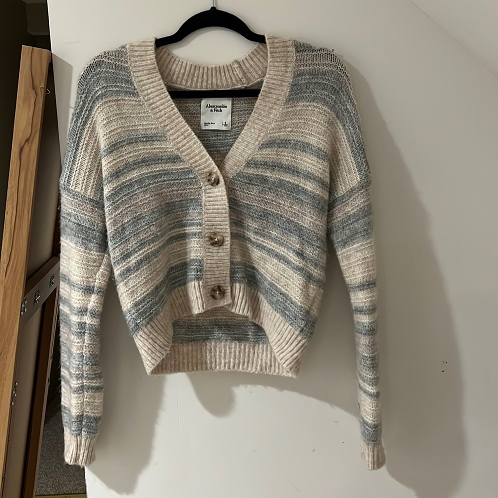 Blue and cream cardigan